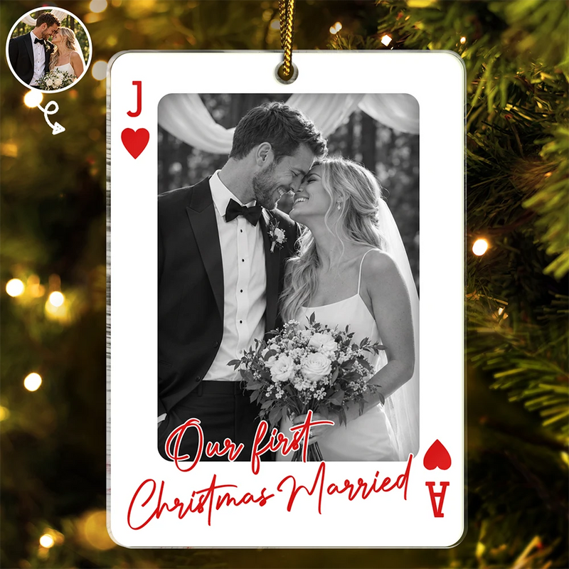 Christmas,Custom Photo,Romantic,Gift For Couples,Dynamic Photo-Custom Photo How Lucky Are We Playing Card - Personalized Custom Shaped Acrylic Ornament