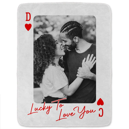 Custom Photo How Lucky Are We Playing Card - Personalized Fleece Blanket, Sherpa Blanket