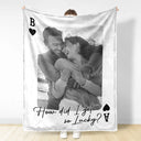 Gift For Couples,Old Couples,Gift For Husband,Gift For Wife,Gift For Boyfriend,Gift For Girlfriend,Love - Custom Photo How Lucky Are We Playing Card - Personalized Fleece Blanket, Sherpa Blanket