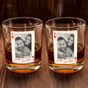 Gift For Couples,Old Couples,Gift For Husband,Gift For Wife,Gift For Boyfriend,Gift For Girlfriend,Love,Custom Photo - Custom Photo How Lucky Are We Playing Card - Personalized Whiskey Glass
