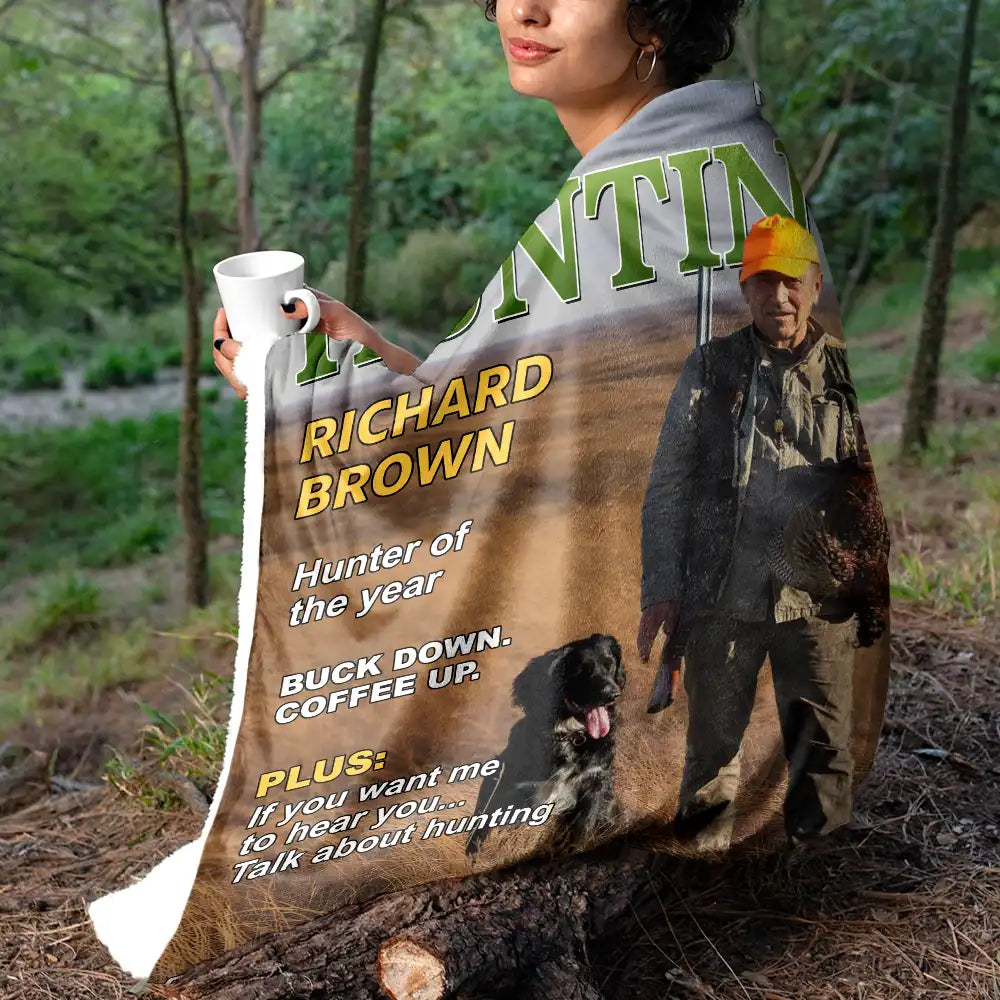 Gift For Yourself,Best friends' Hobby,Hunting,Top Market,Happy - Custom Photo Hunter Of The Year - Personalized Fleece Blanket, Sherpa Blanket