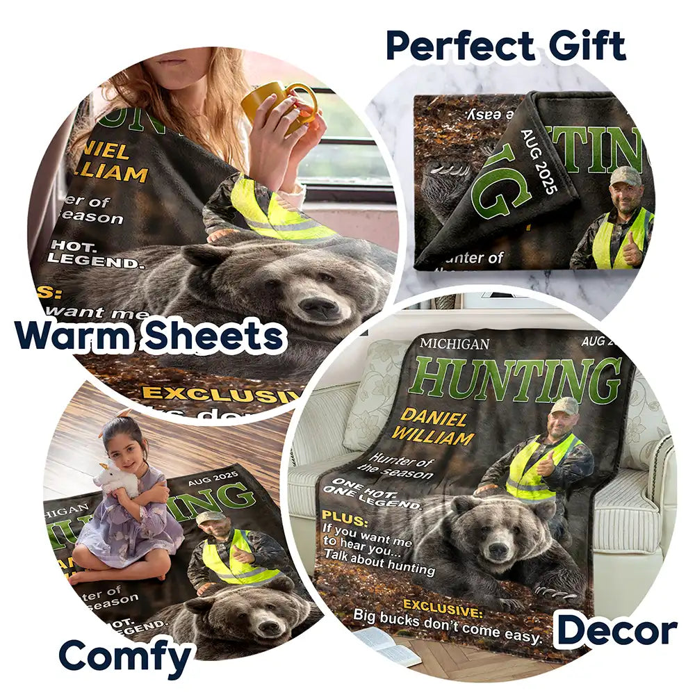 Gift For Yourself,Best friends' Hobby,Hunting,Top Market,Happy - Custom Photo Hunter Of The Year - Personalized Fleece Blanket, Sherpa Blanket