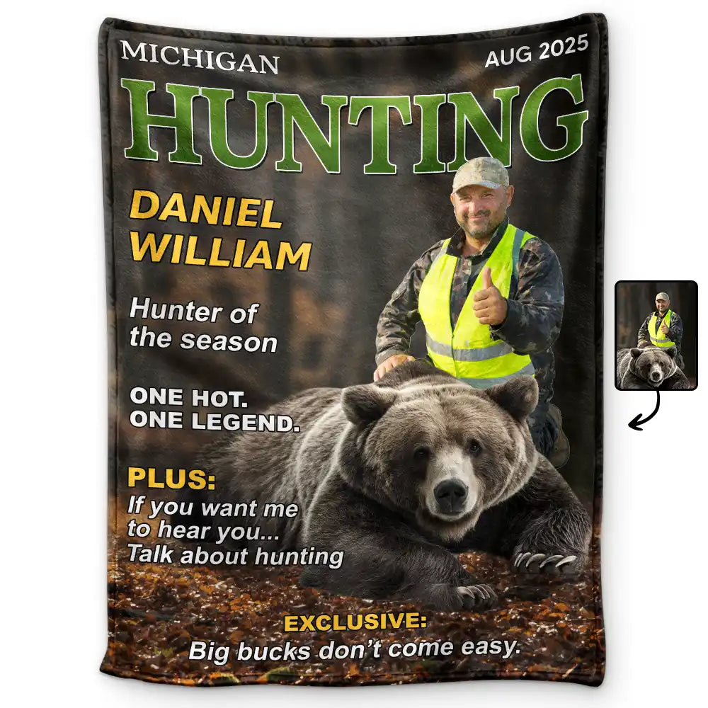 Gift For Yourself,Best friends' Hobby,Hunting,Top Market,Happy - Custom Photo Hunter Of The Year - Personalized Fleece Blanket, Sherpa Blanket