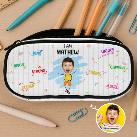 Custom Photo I Am Affirmations For Kids - Personalized Pencil Case