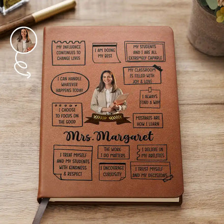 Custom Photo I Am Proud To Be A Teacher - Personalized Leather Journal