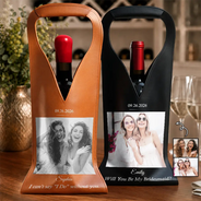 Custom Photo,Romantic,Gift For Yourself,Gift For Women,Wedding,Upload Full Photo - Custom Photo I Can't Say I Do Without You Bridesmaid Proposal - Personalized Leather Wine Bag