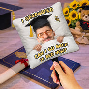 Funny,Family,Graduation,Gift For Yourself,Gift For Women,Gift For Men,Gift For Daughter,Gift For Son,Gift For Sibling,Gift For Sisters,Gift For Brothers,Gift For Bestie - Custom Photo I Graduated Can I Go Back To Bed Now - Personalized Graduation Handheld Fan