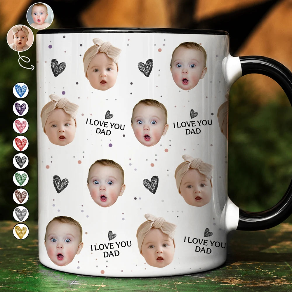 Gift For Husband,Gift For Men,Gift For Father,Gift For Grandpa,Non-Eng,Photo,Adorable - Custom Photo I Love You Dad Grandpa - Personalized Accent Mug