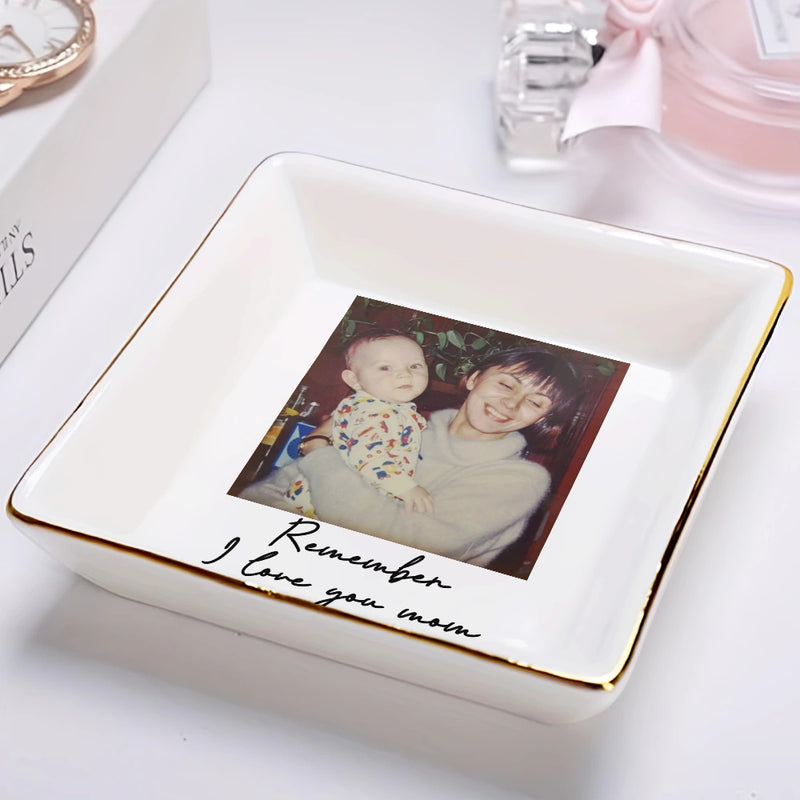 Gift For Mother,Gift For Grandma,Love,Custom Photo - Custom Photo I Love You Mom Vintage - Personalized Ring Dish