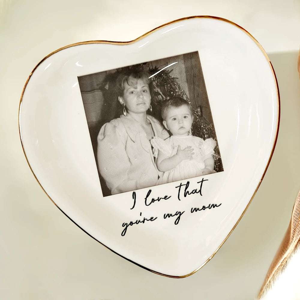 Gift For Mother,Gift For Grandma,Love,Custom Photo - Custom Photo I Love You Mom Vintage - Personalized Ring Dish