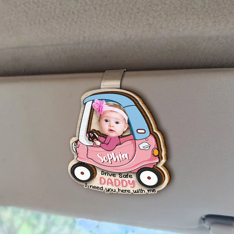 Dad,Children,Gift For Father - Custom Photo I Need You Here With Me - Personalized Custom Shaped Car Visor Clip
