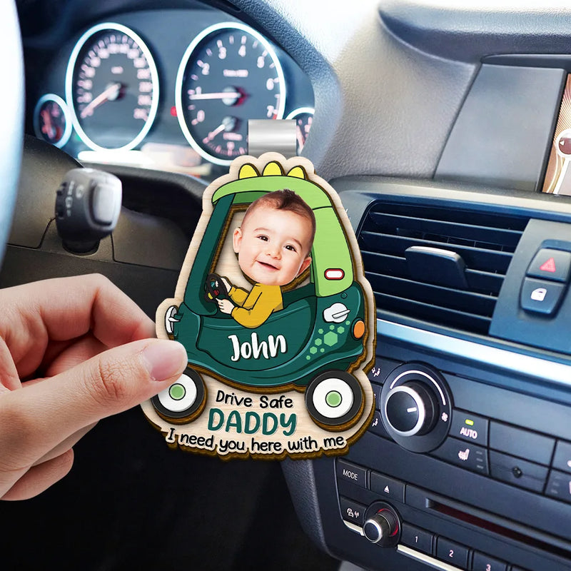 Dad,Children,Gift For Father - Custom Photo I Need You Here With Me - Personalized Custom Shaped Car Visor Clip
