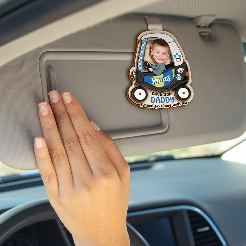 Dad,Children,Gift For Father - Custom Photo I Need You Here With Me - Personalized Custom Shaped Car Visor Clip
