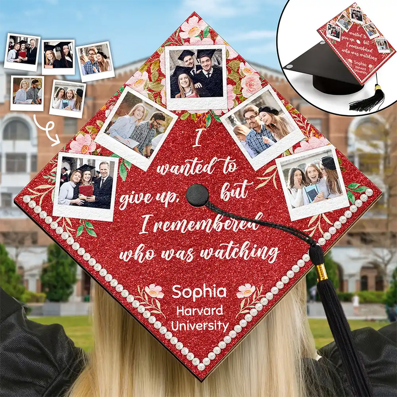 Graduation,Gift For Yourself,Gift For Daughter,Gift For Sisters,Gift For Bestie,Happy - Custom Photo I Remember Who Was Watching - Personalized Graduation Cap Topper