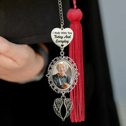 Family,Gift For Bestie,Dog Lovers,Cat Lovers,Happy,Custom Photo,Gift For Mother,Gift For Father - Custom Photo I Walk With You Today And Everyday - Personalized Graduation Tassel Charm