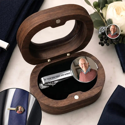 Custom Photo I Walk With You Today And Everyday - Personalized Tie Clip