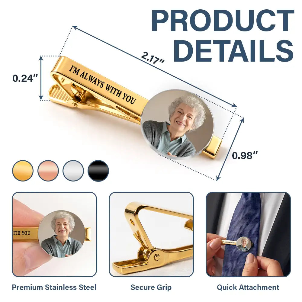 Sentimental,Custom Photo,Family,Wedding,Upload Full Photo - Custom Photo I Walk With You Today And Everyday - Personalized Tie Clip