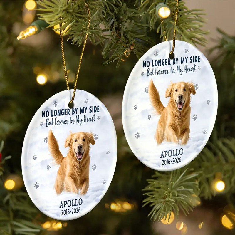 Sentimental,Custom Photo,Pet Lovers,Memorial,Remove BG Photo - Custom Photo I Will Carry You With Me Pet Memorial - Personalized Circle Ceramic Ornament