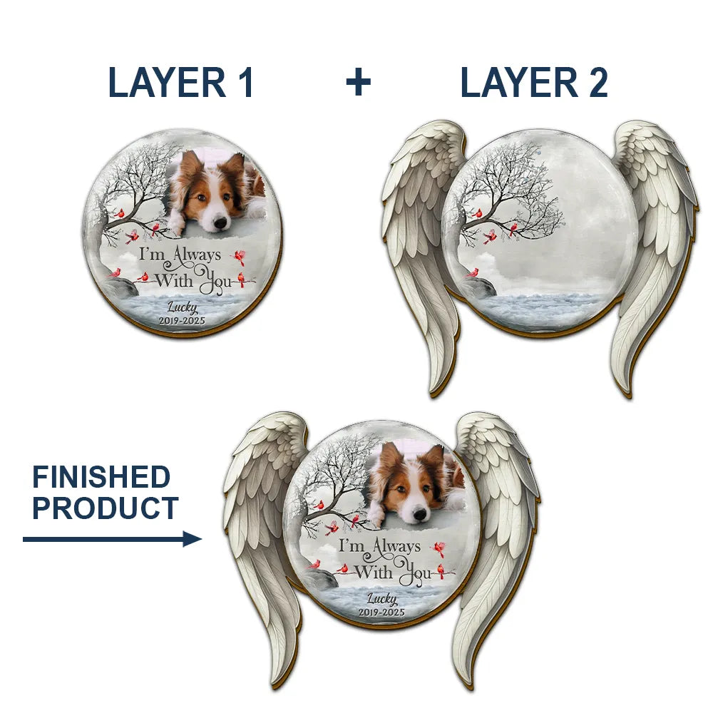 Memorial,Family,Sad,Parents,Gift For Grandparents,Pet Lovers,Custom Photo - Custom Photo I'm Always With You Angel Wings - Personalized Custom Shaped Car Visor Clip