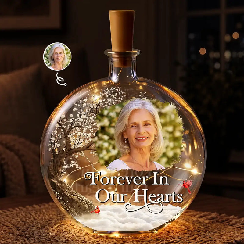 Memorial Loved One,Christmas,Custom Photo,Sympathetic,Family,Memorial,Upload Full Photo - Custom Photo I'm Always With You Memorial Gift - Personalized Round Flat Bottle Light