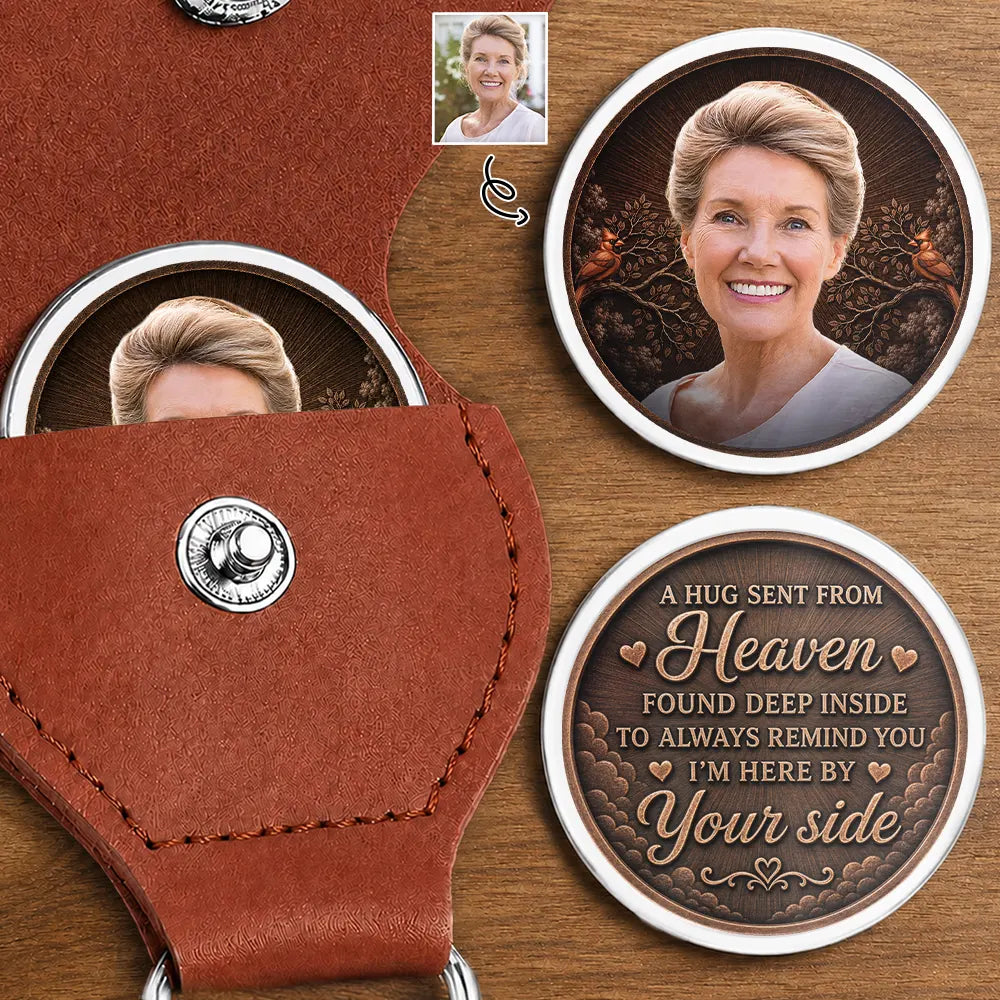 Custom Photo I'm Here By Your Side Vintage - Personalized Leather Pocket Hug