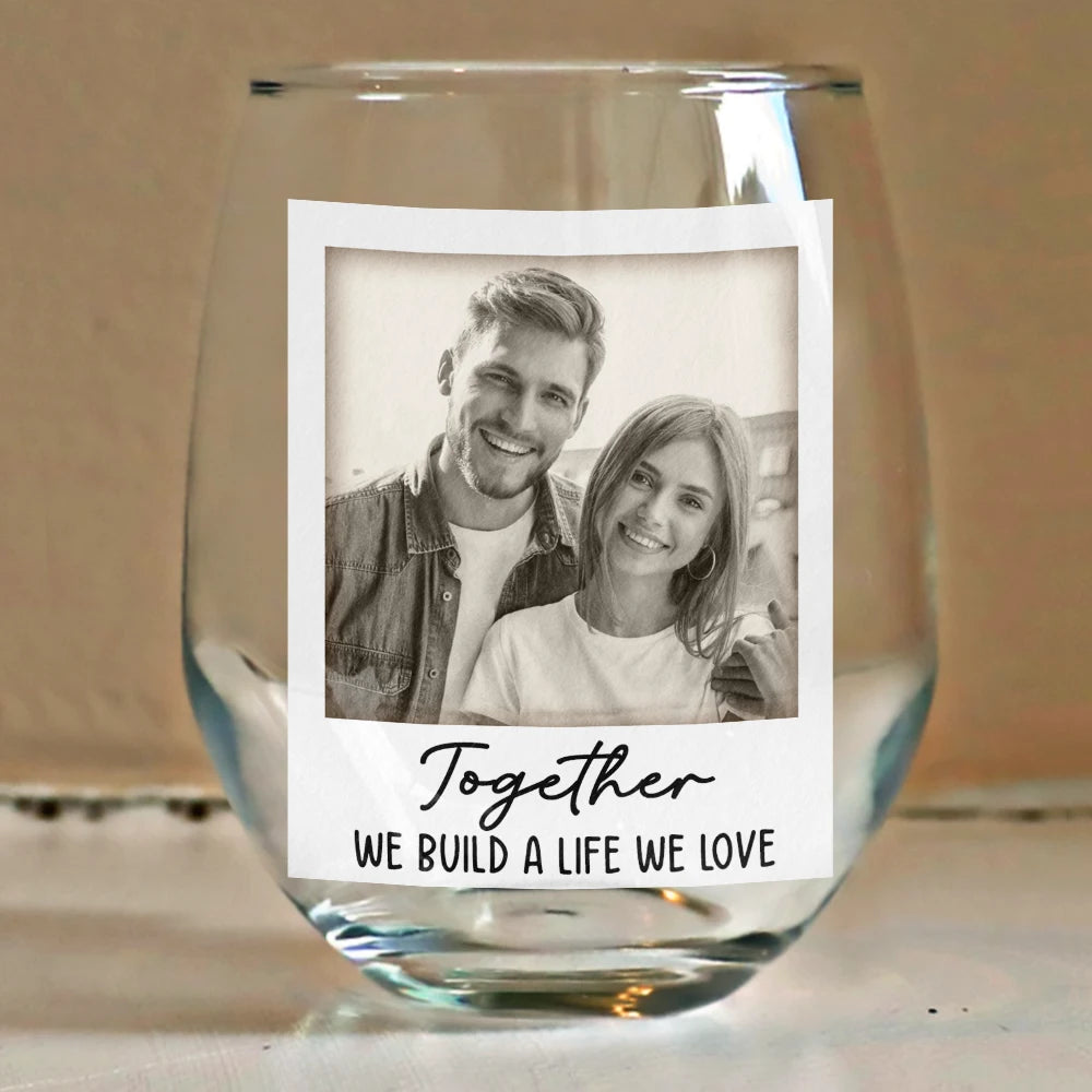Old Couples,Gift For Husband,Gift For Wife,Gift For Boyfriend,Gift For Girlfriend,Happy - Custom Photo I'm Yours No Returns Or Refunds - Personalized Stemless Wine Glass