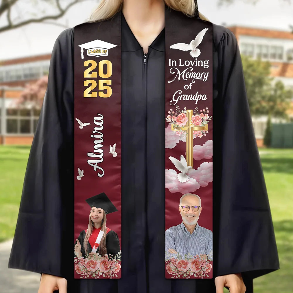Graduation,Dad,Mom,Gift For Sibling,Gift For Bestie - Custom Photo In Loving Memory Family - Personalized Stoles