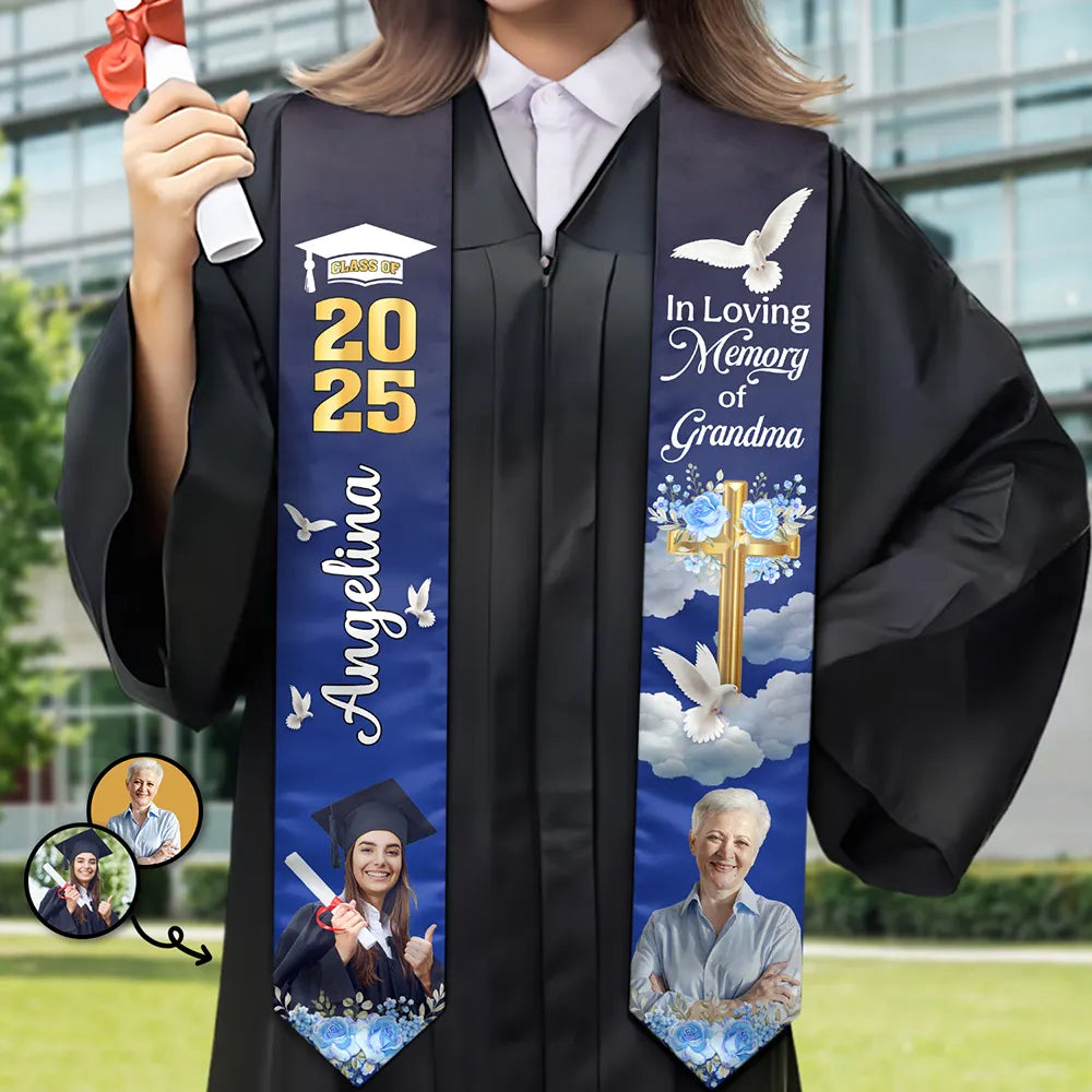 Graduation,Dad,Mom,Gift For Sibling,Gift For Bestie - Custom Photo In Loving Memory Family - Personalized Stoles