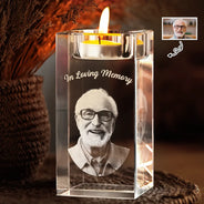 Family - Custom Photo In Loving Memory Memorial - Personalized Crystal Candle Holder