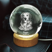 Family - Custom Photo In Loving Memory Memorial - Personalized Crystal Globe Lamp