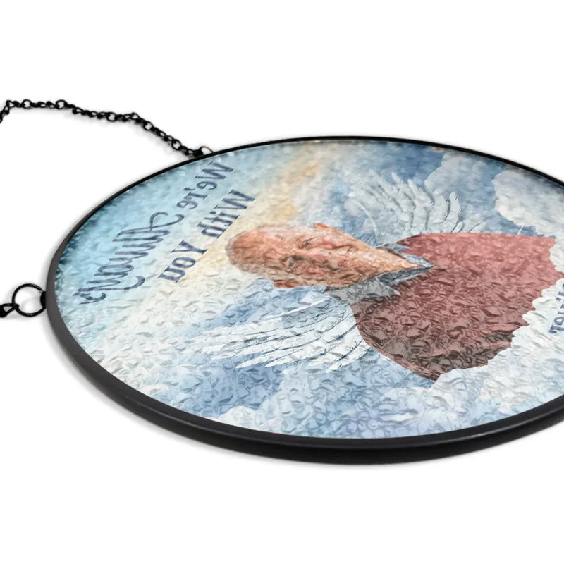 Parents, Memorial, Sad, Gift For Grandparents, Gift For Sibling, Family - Custom Photo In Loving Memory Memorial Heaven - Personalized Stained Glass Window Hanging Suncatcher