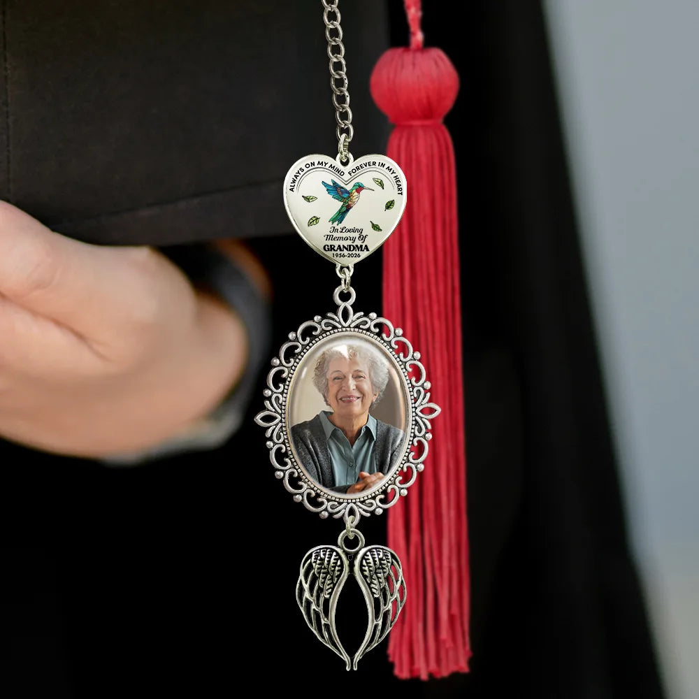 Graduation,Memorial,Gift For Yourself,Gift For Daughter,Gift For Son,Sad,Photo,Vector - Custom Photo In Loving Memory Of - Personalized Graduation Tassel Charm