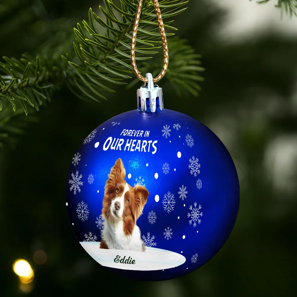 Dog Lovers,Pet Lovers,Christmas,Cat Lovers,Memorial,Sad - Custom Photo In Loving Memory Pet - Personalized Ball Ornament