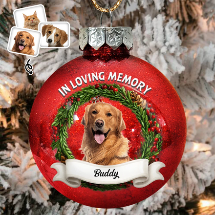 Custom Photo In Loving Memory Pet Lovers - Personalized Ball Ornament