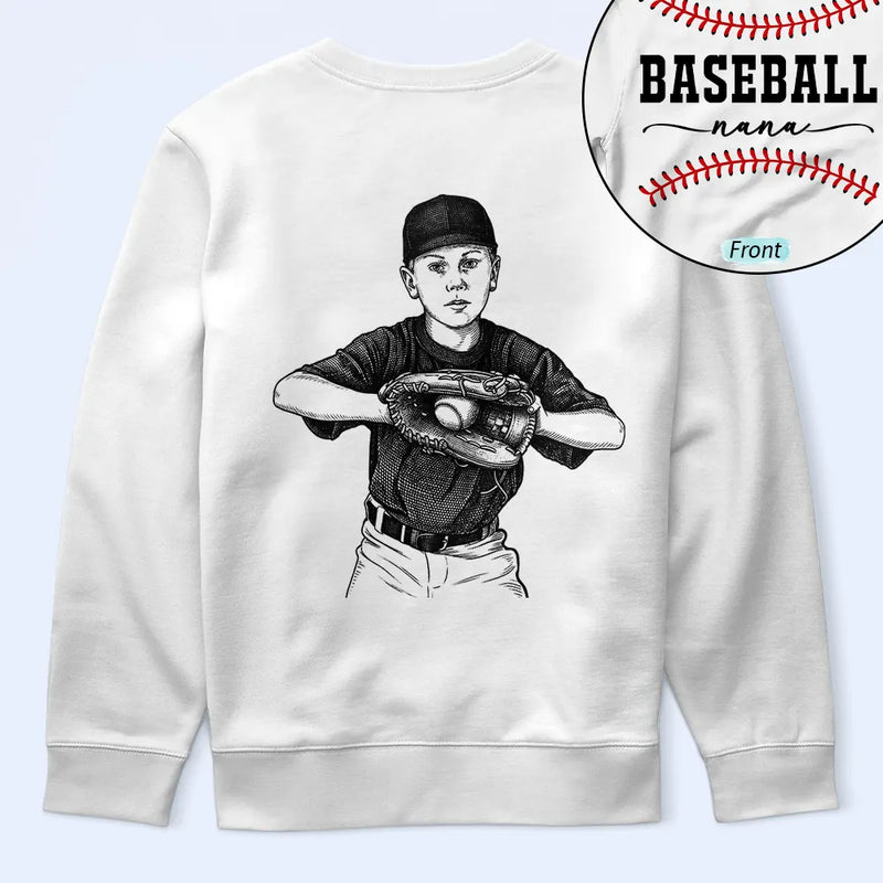 Baseball,Gift For Mother,Happy - Custom Photo Ink Drawing Baseball Mom Dad - Personalized T Shirt