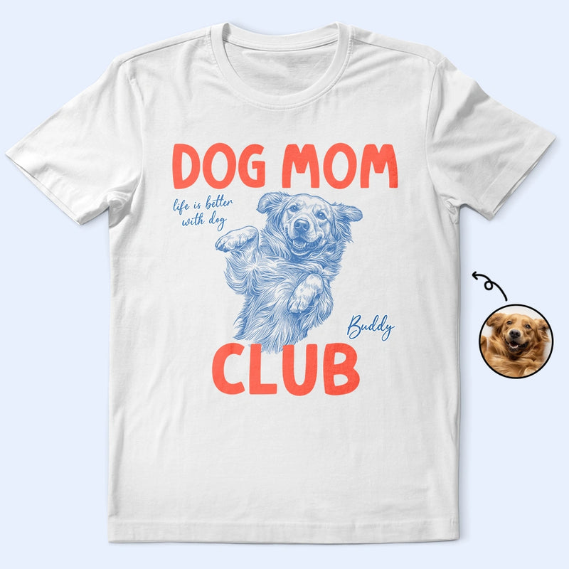 Pet Lovers,Dog Lovers,Cat Lovers,Dog Mom,Cat Mom - Custom Photo Ink Drawing Cat Mom Dog Mom Club - Personalized T Shirt