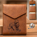 Gift For Father, Custom Photo, Art Design, Grateful, Photo - Ink Drawing - Custom Photo Ink Drawing Family Portrait Best Grandpa Dad Ever - Personalized Leather Slim Wallet