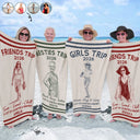 Parents,Gift For Women,Gift For Yourself,Gift For Sibling,Gift For Sisters,Gift For Brothers,Family,Gift For Bestie,Gifts For Colleagues,Summer,Beach,Happy - Custom Photo Ink Drawing Girls Trip Family Trip Beach Vacation - Personalized Beach Towel
