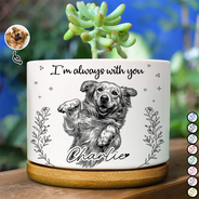 Custom Photo, Art Design, Pet Lovers, Top Market, Memorial, Sympathetic, Photo - Ink Drawing, Special Font - Custom Photo Ink Drawing Memorial I'm Always With You - Personalized Plant Pot