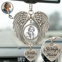 Art Design,Christmas,Sympathetic,Family,Memorial,Photo - Ink Drawing - Custom Photo Ink Drawing Memorial Your Wings Were Ready - Personalized Angel Wings Photo Ornament