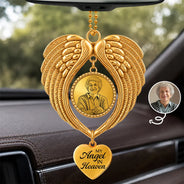 Art Design,Christmas,Sympathetic,Family,Memorial,Photo - Ink Drawing - Custom Photo Ink Drawing Memorial Your Wings Were Ready - Personalized Angel Wings Photo Ornament