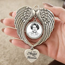 Art Design,Christmas,Sympathetic,Family,Memorial,Photo - Ink Drawing - Custom Photo Ink Drawing Memorial Your Wings Were Ready - Personalized Angel Wings Photo Ornament