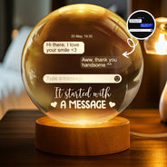 Gift For Couples,Gift For Husband,Gift For Wife,Gift For Boyfriend,Gift For Girlfriend,Love - Custom Photo It Started With A Message - Personalized Crystal Globe Lamp