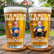 Gift For Father,Custom Photo,Humorous,Cut-Face Photo - Custom Photo It's Not A Dad Bod Father Figure - Personalized Beer Glass