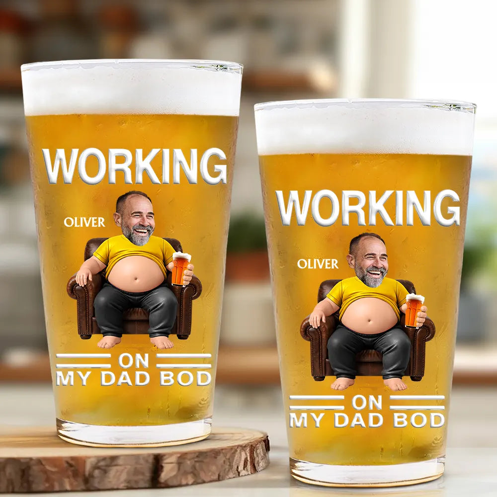 Gift For Father,Custom Photo,Humorous,Cut-Face Photo - Custom Photo It's Not A Dad Bod Father Figure - Personalized Beer Glass