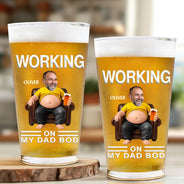 Gift For Father,Custom Photo,Humorous,Cut-Face Photo - Custom Photo It's Not A Dad Bod Father Figure - Personalized Beer Glass