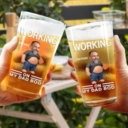 Gift For Father,Custom Photo,Humorous,Cut-Face Photo - Custom Photo It's Not A Dad Bod Father Figure - Personalized Beer Glass