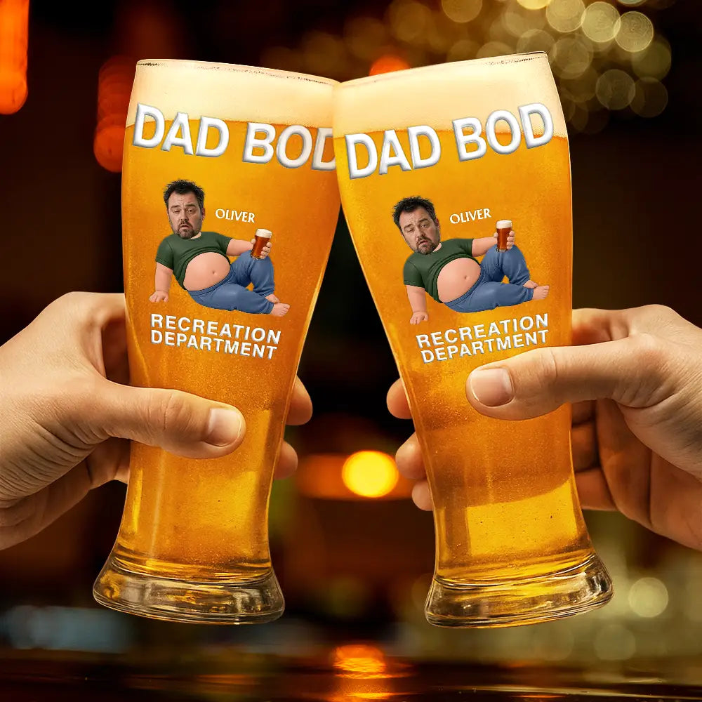 Gift For Father,Custom Photo,Humorous,Cut-Face Photo - Custom Photo It's Not A Dad Bod Father Figure - Personalized Pilsner Glass