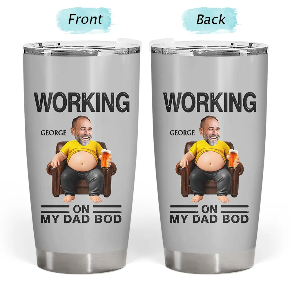 Gift For Father,Custom Photo,Humorous,Cut-Face Photo - Custom Photo It's Not A Dad Bod Father Figure - Personalized Tumbler