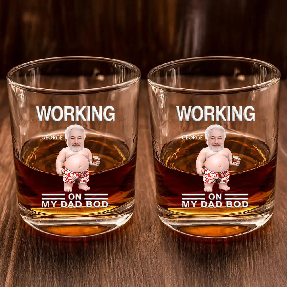 Gift For Father, Custom Photo, Humorous, Cut - Face Photo - Custom Photo It's Not A Dad Bod Father Figure - Personalized Whiskey Glass